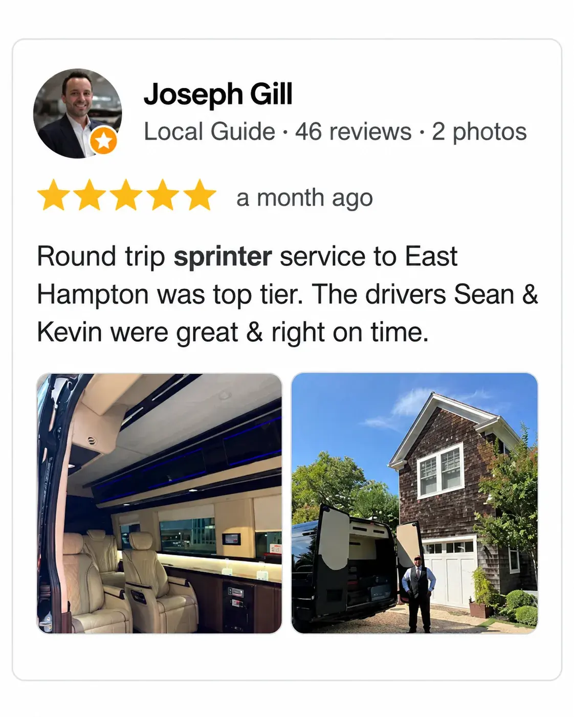 5-star Google review for Golden Class Limo (2 of 8)