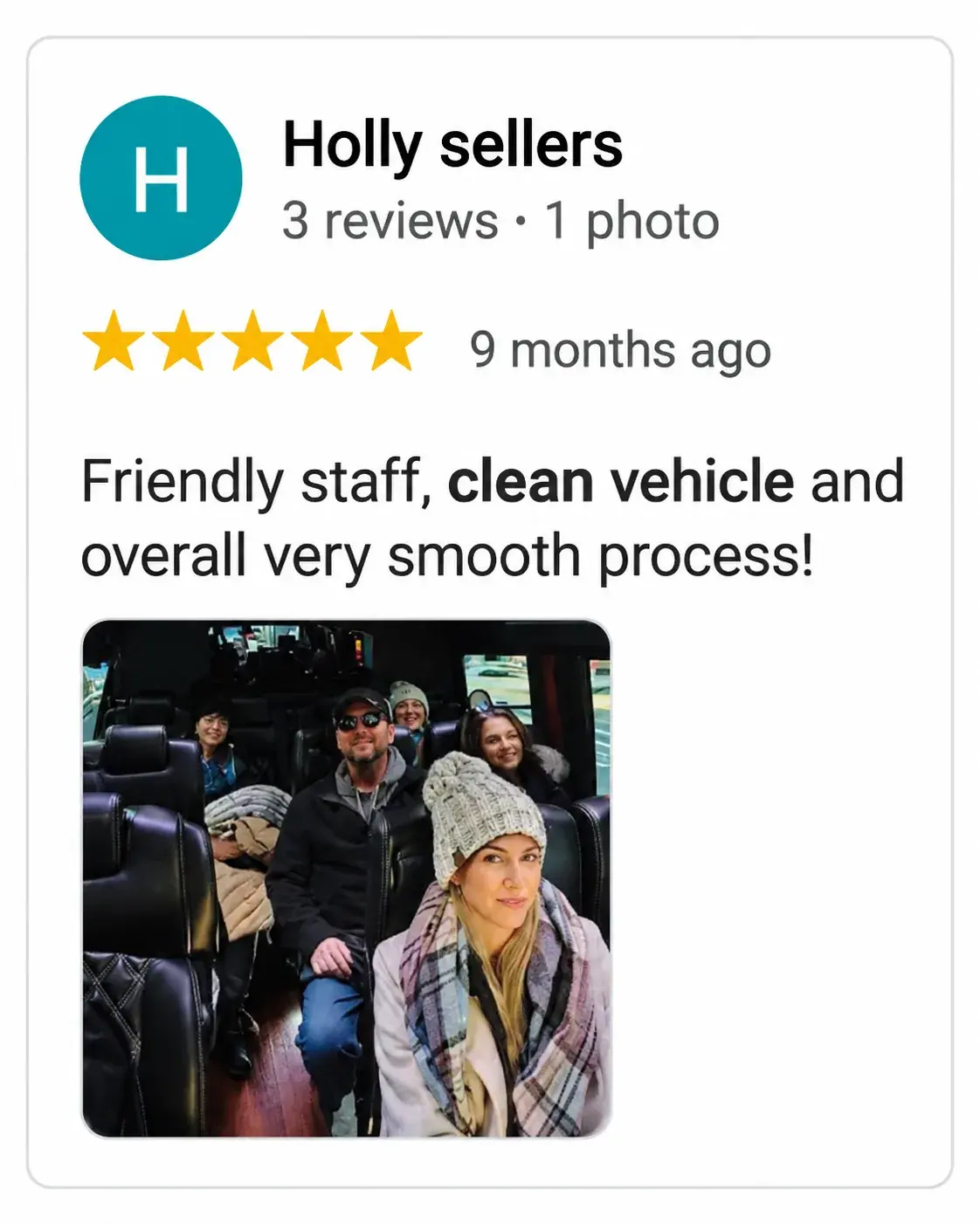 5-star Google review for Golden Class Limo (3 of 8)