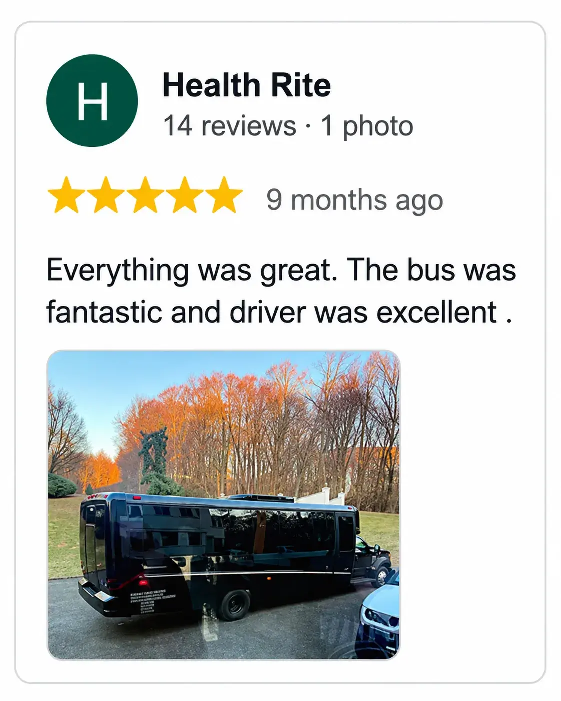 5-star Google review for Golden Class Limo (5 of 8)