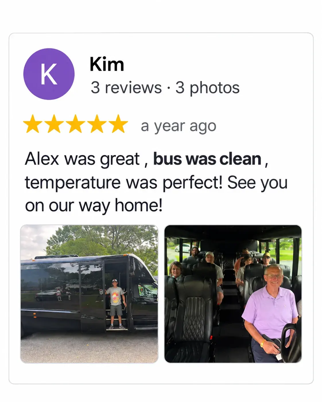 5-star Google review for Golden Class Limo (6 of 8)