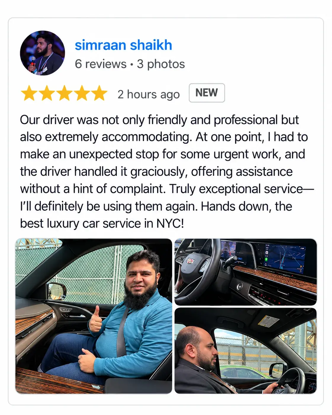 5-star Google review for Golden Class Limo (8 of 8)