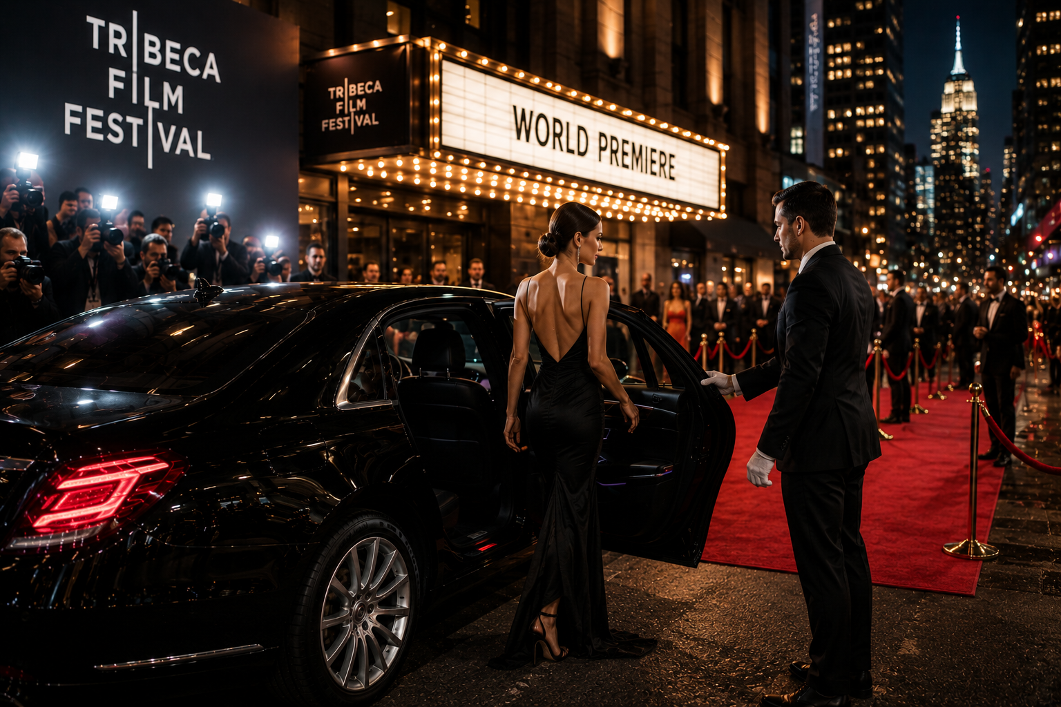 Red carpet arrival at Tribeca premiere